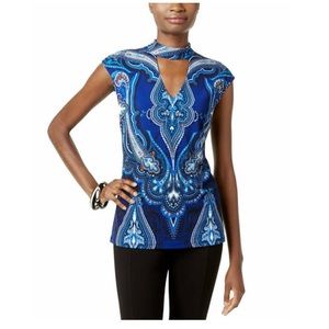 INC Blue Top with keyhole